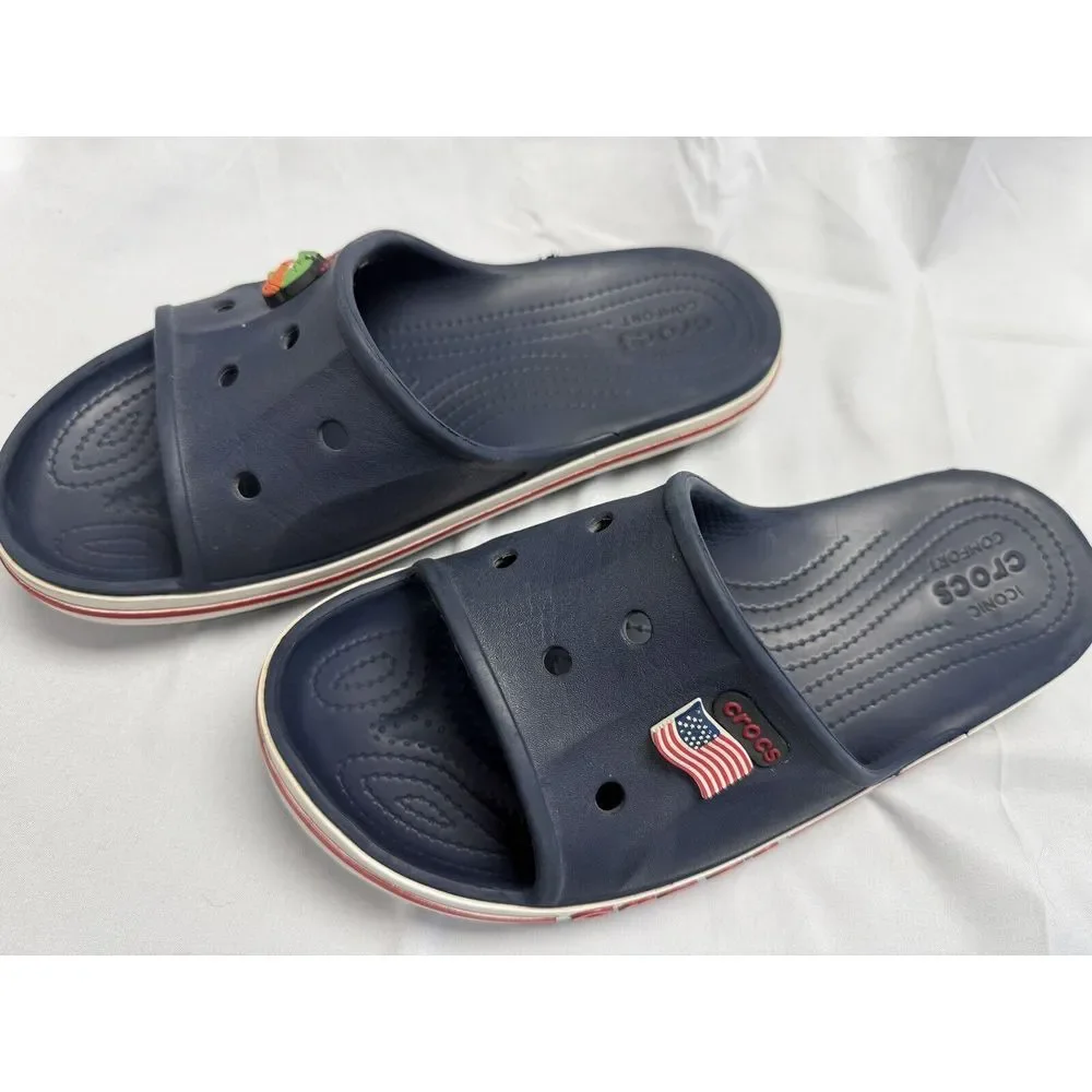 Mens Crocs Bayaband Slide Sandals Blue 205392 Blue Slip On Shoes Mens 7 Women 9‎